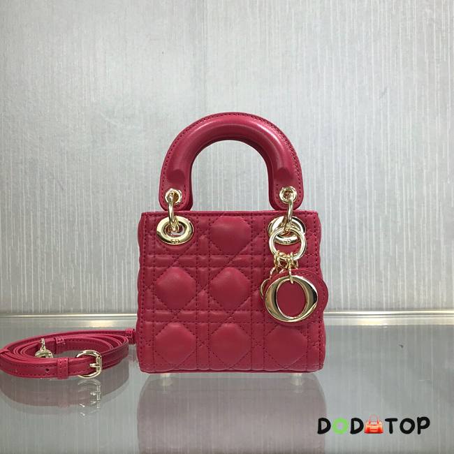 DIOR MICRO LADY BAG LAMBSKIN RED S0856 SIZE 12 CM - 1