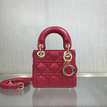 DIOR MICRO LADY BAG LAMBSKIN RED S0856 SIZE 12 CM