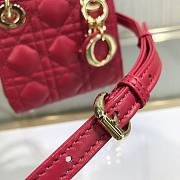 DIOR MICRO LADY BAG LAMBSKIN RED S0856 SIZE 12 CM - 3