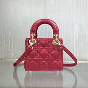 DIOR MICRO LADY BAG LAMBSKIN RED S0856 SIZE 12 CM - 4