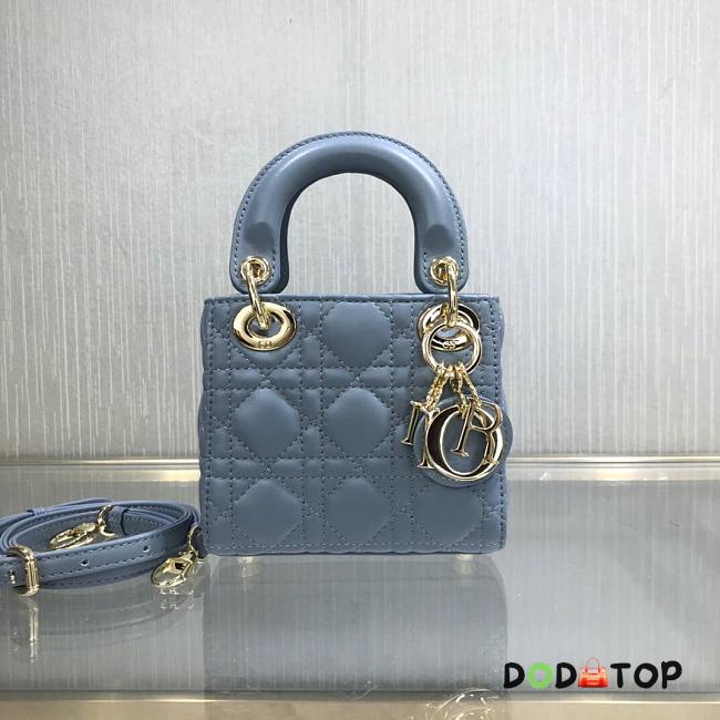 DIOR MICRO LADY BAG LAMBSKIN CLOUD BLUE S0856 SIZE 12 CM - 1