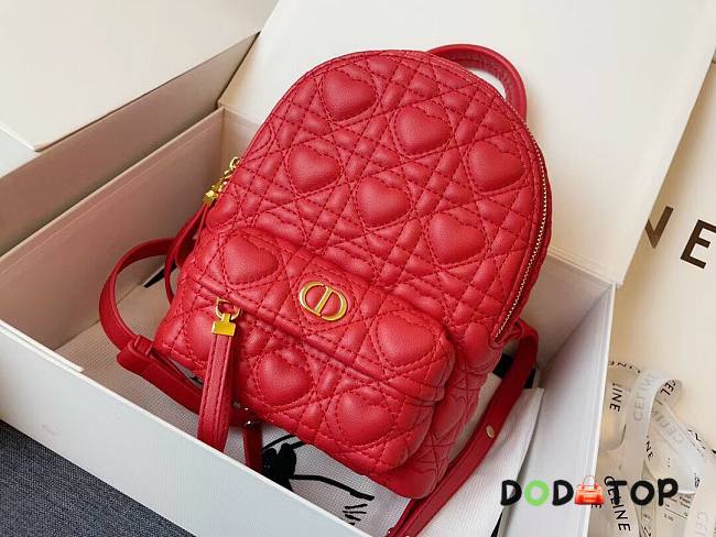 DIOR MINI DIORAMOUR BACKPACK RED M9222 SIZE 16 CM - 1