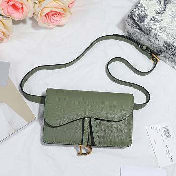DIOR SADDLE BELT POUCH WILLOW GREEN S5619 SIZE 17 CM