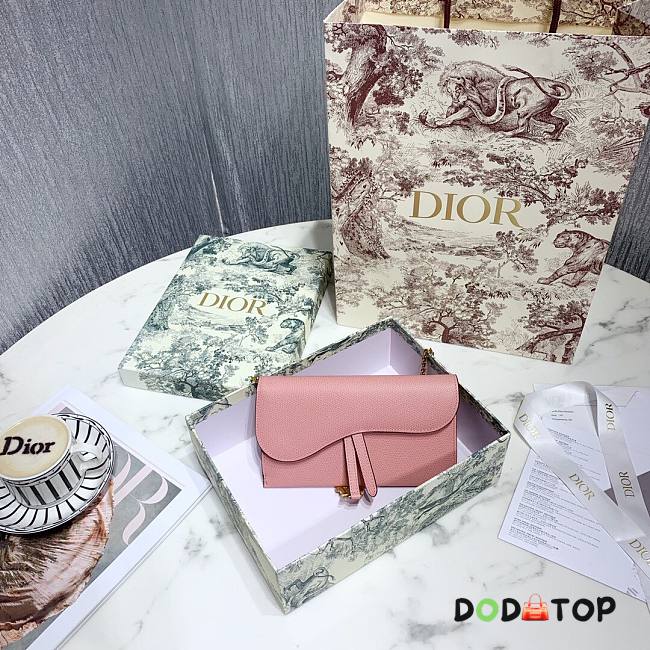 DIOR SADDLE WALLET CHAIN LIGHT PINK S5614 SIZE 19 CM - 1