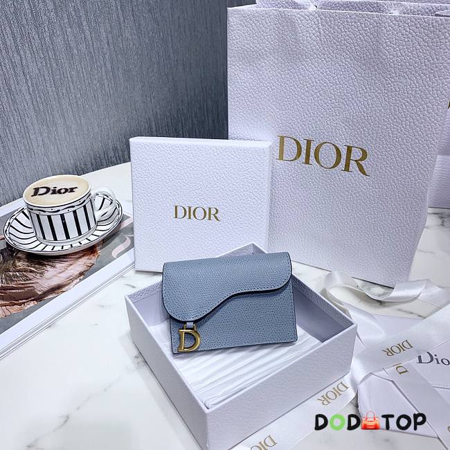 DIOR SADDLE FLAP CARD HOLDER CLOUD BLUE S5611 SIZE 10.5 CM - 1