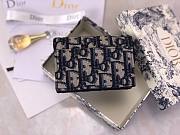 DIOR SADDLE FLAP CARD HOLDER BLUE OBLIQUE JACQUARD S5611 SIZE 10.5 CM - 4