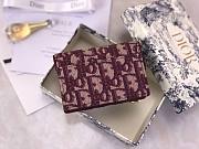 DIOR SADDLE FLAP CARD HOLDER RED OBLIQUE JACQUARD S5611 SIZE 10.5 CM - 4