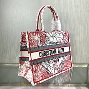 DIOR SMALL BOOK TOTE RED AND WHITE D-ROYAUME EMBROIDERY M1296 SIZE 36.5 CM - 5