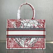 DIOR SMALL BOOK TOTE RED AND WHITE D-ROYAUME EMBROIDERY M1296 SIZE 36.5 CM - 3