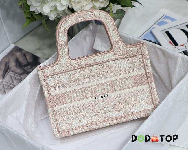 DIOR MINI BOOK TOTE PINK TOILE DE JOUY EMBROIDERY S5475 SIZE 23 CM - 1