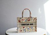 DIOR SMALL BOOK TOTE FLOWER IN BEIGE EMBROIDERY M1296 SIZE 36.5 CM - 1