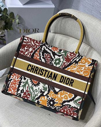 DIOR SMALL BOOK TOTE PAISLEY BROWN EMBROIDERY M1296 SIZE 36.5 CM