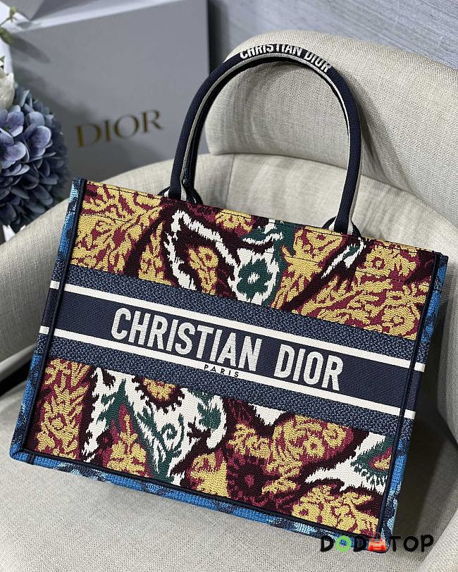 DIOR SMALL BOOK TOTE PAISLEY BLUE EMBROIDERY M1296 SIZE 36.5 CM - 1