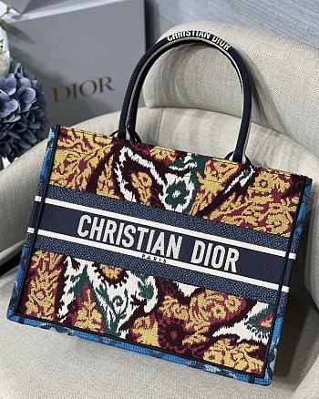 DIOR SMALL BOOK TOTE PAISLEY BLUE EMBROIDERY M1296 SIZE 36.5 CM