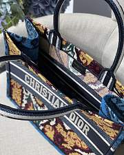 DIOR SMALL BOOK TOTE PAISLEY BLUE EMBROIDERY M1296 SIZE 36.5 CM - 4