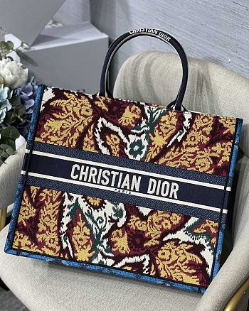 DIOR SMALL BOOK TOTE PAISLEY BLUE EMBROIDERY M1286 SIZE 41.5 CM