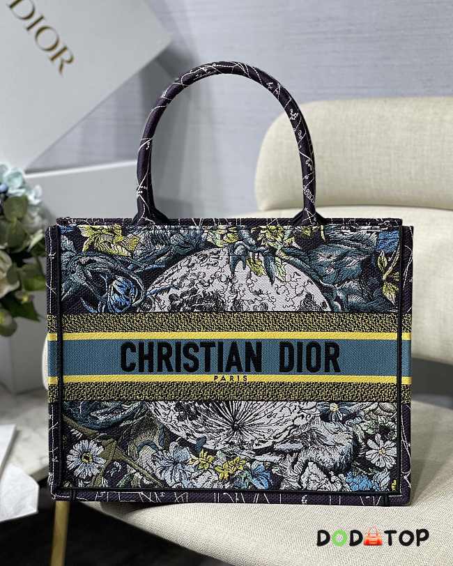 DIOR SMALL BOOK TOTE BLUE DIOR CONSTELLATION EMBROIDERY M1296 SIZE 36.5 CM - 1