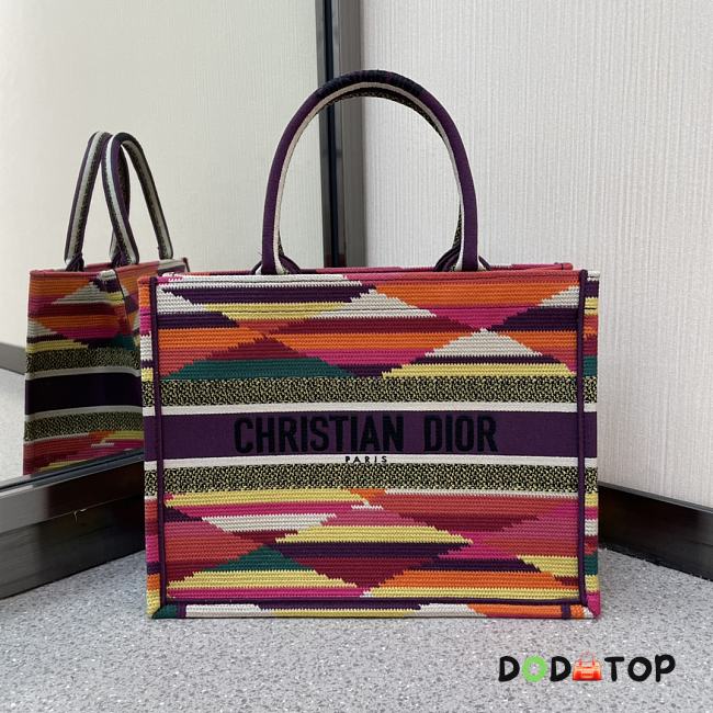 DIOR SMALL BOOK TOTE COLORFUL RHOMBUS M1296 SIZE 36 CM - 1