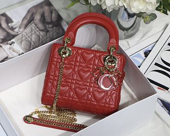 DIOR MINI AMOUR MY ABCDIOR LADY BAG RED M0505 SIZE 17 CM