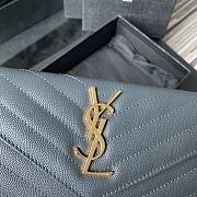 YSL MONOGRAM LONG WALLET SLATE GRAY & GOLD-TONE METAL 437469 SIZE 19 CM - 6