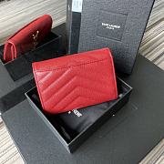 YSL MONOGRAM SMALL WALLET RED & GOLD-TONE METAL 414404 SIZE 13.5 CM - 3