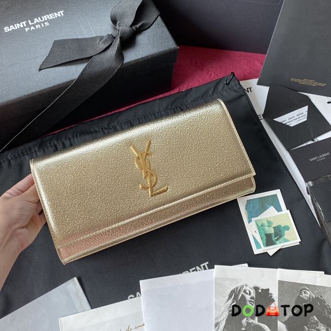 YSL KATE CLUTCH SMOOTH LEATHER GOLD 326079 SIZE 27 x 12.5 x 5 CM - 1
