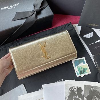 YSL KATE CLUTCH SMOOTH LEATHER GOLD 326079 SIZE 27 x 12.5 x 5 CM