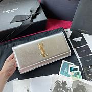 YSL KATE CLUTCH SMOOTH LEATHER SILVER 326079 SIZE 27 x 12.5 x 5 CM - 1