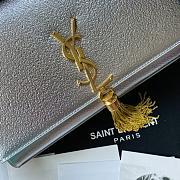 YSL KATE SMALL CLUTCH BAG WITH TASSEL SILVER 326076 SIZE 24 CM - 4