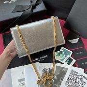 YSL KATE SMALL CLUTCH BAG WITH TASSEL SILVER 326076 SIZE 24 CM - 5
