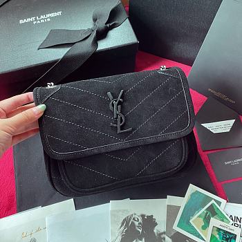 YSL NIKI BABY IN FROSTED LEATHER BLACK 533037 SIZE 22 CM