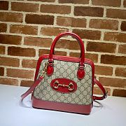 GUCCI HORSEBIT 1955 SMALL TOP HANDLE RED GG 621220 SIZE 25 CM - 1