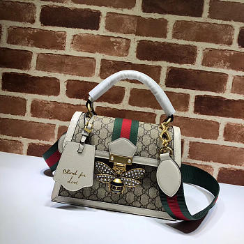 GUCCI QUEEN MARGARET GG SMALL HANDLE BAG WHITE 476541 SIZE 25.5 CM
