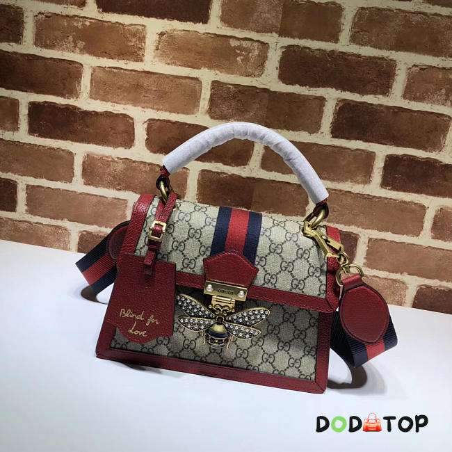GUCCI QUEEN MARGARET GG SMALL HANDLE BAG RED 476541 SIZE 25.5 CM - 1