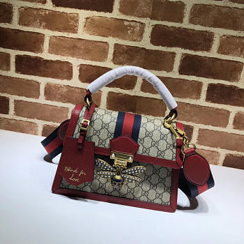 GUCCI QUEEN MARGARET GG SMALL HANDLE BAG RED 476541 SIZE 25.5 CM