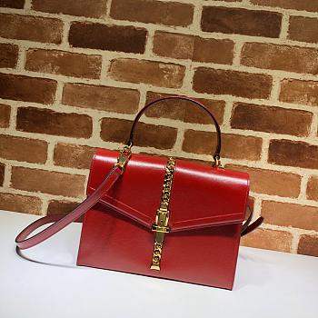 GUCCI SYLVIE 1969 SMALL TOP HANDLE BAG RED 602781 SIZE 26 CM