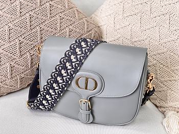 DIOR LARGE BOBBY BAG GRAY WITH OBLIQUE STRAP M9320 SIZE 27 CM