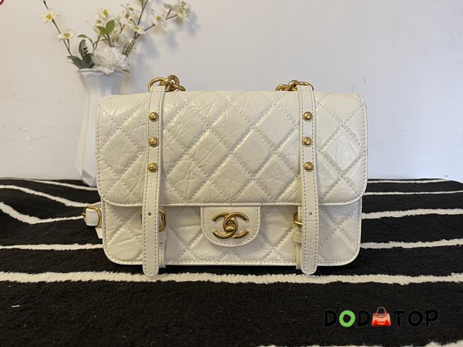 CHANEL MESSENGER FLAP BAG WHITE AS2696 25 CM - 1