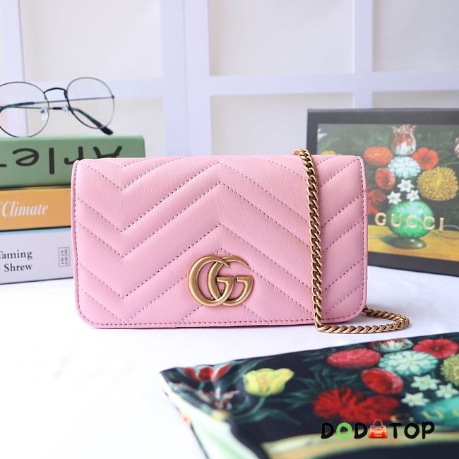 GUCCI GG MARMONT MINI BAG PASTEL PINK 488426 SIZE 18 CM - 1