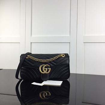 GUCCI GG MARMONT SMALL BLACK ‎LEATHER 443497 SIZE 26 CM
