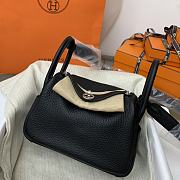 HERMES MINI LINDY CALFSKIN BLACK H082607 19CM - 2