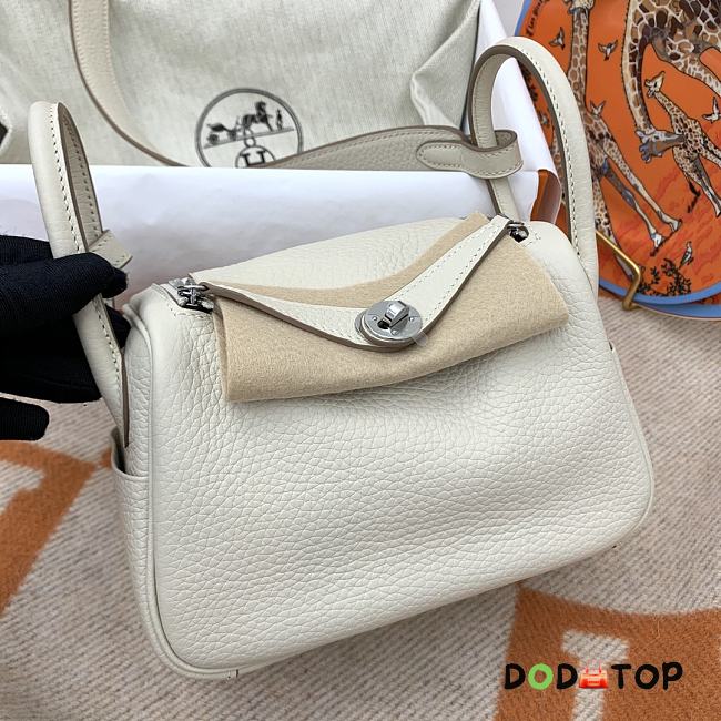 HERMES MINI LINDY CALFSKIN WHITE H082607 19CM - 1