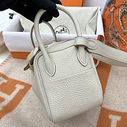 HERMES MINI LINDY CALFSKIN WHITE H082607 19CM - 5