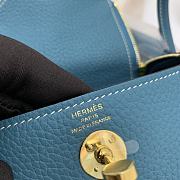 HERMES MINI LINDY CALFSKIN BLUE H082607 19CM - 5