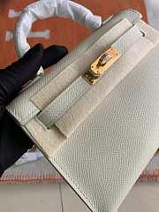 HERMES MINI KELLY EPSOM GOLD HARDWARE WHITE 19 CM - 4