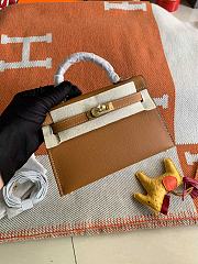 HERMES MINI KELLY EPSOM GOLD HARDWARE BROWN 19 CM - 1