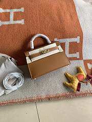 HERMES MINI KELLY EPSOM GOLD HARDWARE BROWN 19 CM - 2