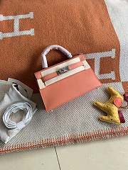 HERMES MINI KELLY EPSOM GOLD HARDWARE PEACH 19 CM - 2