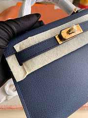 HERMES MINI KELLY EPSOM GOLD HARDWARE NAVY 19 CM - 3