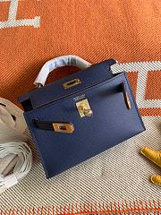 HERMES MINI KELLY EPSOM GOLD HARDWARE NAVY 19 CM - 2